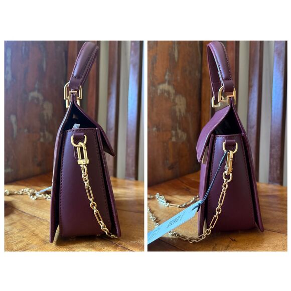 Ted Baker Isa Leather Satchel Crossbody Burgundy Bag - Picture 4 of 13